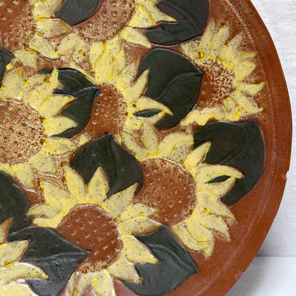 Eclectic Signed Studio Pottery Terracotta‎ Sunflower Bowl Planter Rustic **